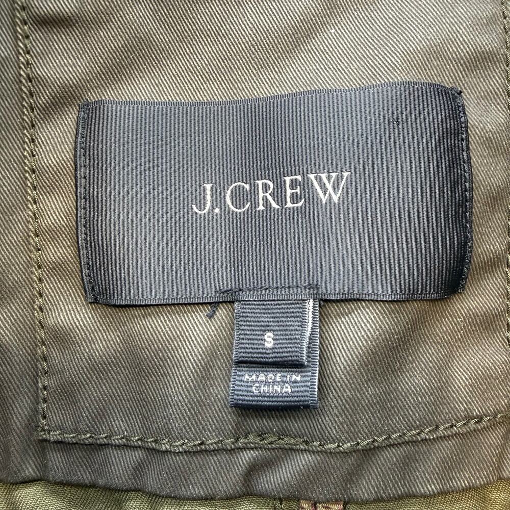 J. Crew Downtown Field Jacket Women's S Olive Green Structured Waxed Cotton VTG - Picture 6 of 9